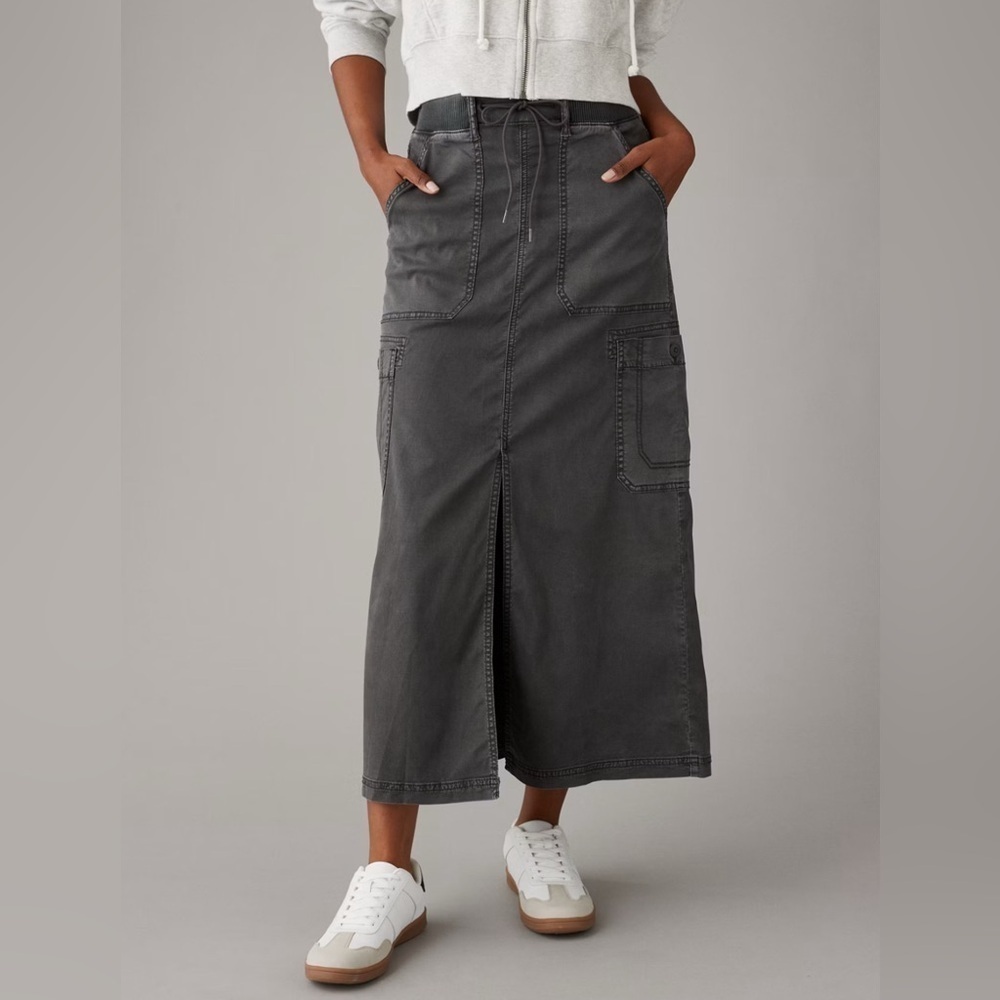 American Eagle Outfitters Gray Maxi Cargo Skirt